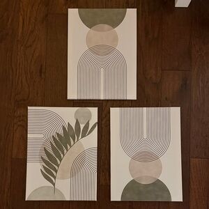 Amazon Modern Geometric Art Set - Olive and Beige